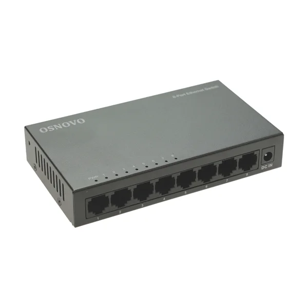 Неуправляемый коммутатор Fast Ethernet на 8 портов. Порты: 8 x FE (10/100Base-TX). Auto MDI/MDIX Встроенная грозозащита 2кВ. В комплекте БП DC12V(1A). Размеры (ШхВхГ): 138 x 25 x 78мм. Рабочая температура: 0...+40 гр. С, OSNOVO