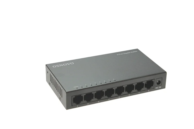 Неуправляемый коммутатор Gigabit Ethernet на 8 портов. Порты: 8 x GE (10/100/1000Base-T). Auto MDI/MDIX Встроенная грозозащита 2кВ. В комплекте БП DC12V(1A). Размеры (ШхВхГ): 138 x 25 x 78мм. Рабочая температура: 0...+40 гр. С, OSNOVO