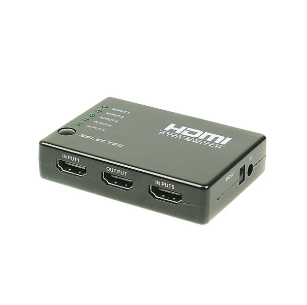 Коммутатор сигнала HDMI OSNOVO (5вх./1вых.) с поддержкой HDMI 1.4, HDCP 1.2. Разрешение до 4Kx2K(30Гц). Вх. - HDMI(A)x5/Роз.1,7х4мм(DC5V). Вых. - HDMI(A).