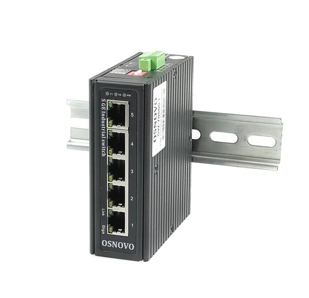 Промышленный коммутатор Osnovo Gigabit Ethernet на 5GE RJ45 портов. Порты: 5 x GE (10/100/1000Base-T). Встроенная грозозащита 6кВ. Питание: 3 x входа DC9-57V(6W). БП в комплект НЕ входит.